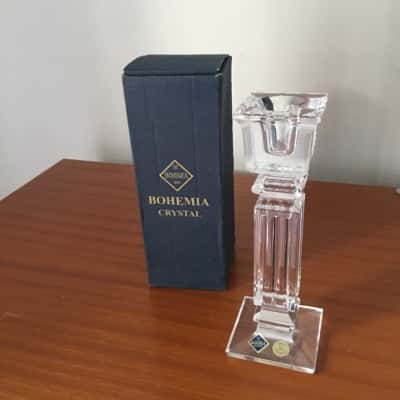 NWOT  Stunning Boheimian Crystal Pedestal Candle Holder 245 PhO  1 only                 Office