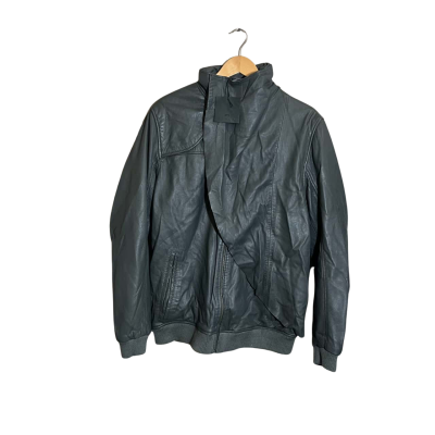 ASOS Mens  Size L Grey Leather Jacket