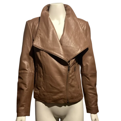 Just Jeans Womens  Size 10 Leather Jacket Brown 