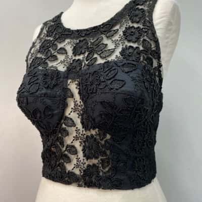 Fashion Fantasy Womens  Size L Lacey/Embroider /Bralette Black  