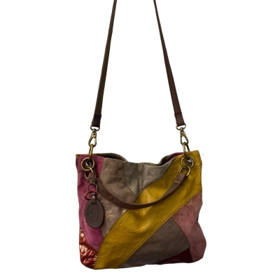 Fossil Vintage Patchwork Leather and Suede  Cross Body Bag 