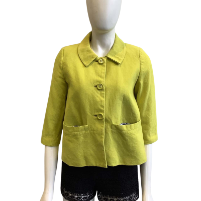 Jacqui-E Women's Size 8 Short Sleeved Winter Coat Lime Green 