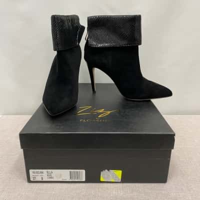 Florsheim Zizi Women's Size 37 Leather Boots Pointed Toe Pencil Heels Black  