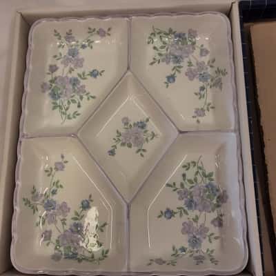 Vintage "Blue Bell" Pattern Relish Dish/Divided Serving Tray by Furukawa Japan