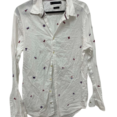 Tommy Hilfiger Mens  Size M Long Sleeve Shirt Navy Blue / Red / White 