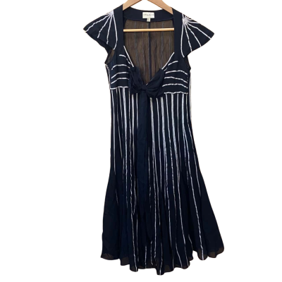 Karen Millen Black/Silver Striped Dress Size UK 8