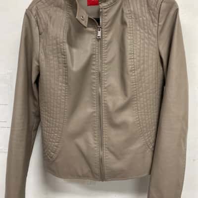 Guess Womens  Size 14 Bomber Jacket Beige 