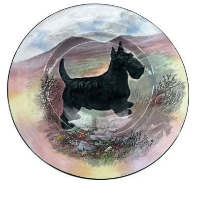 Vintage Royal Doulton Scottish Terrier Plate 1940s Scottie Dog Plate Porcelain