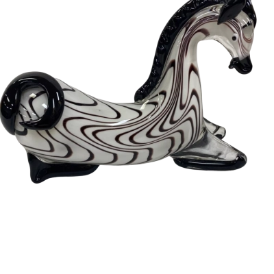 Black & white glass horse statue 