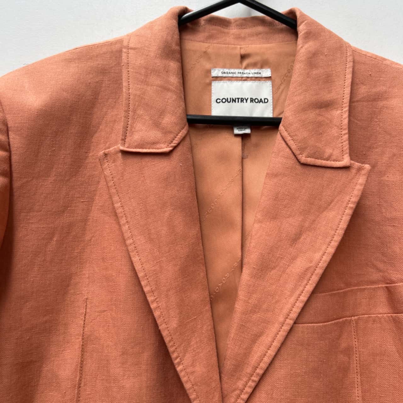 Country Road Organically Grown French Linen Darted Detail Blazer Size 14 s