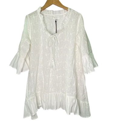 Naudic Womens  Size M Short Sleeve Top White 