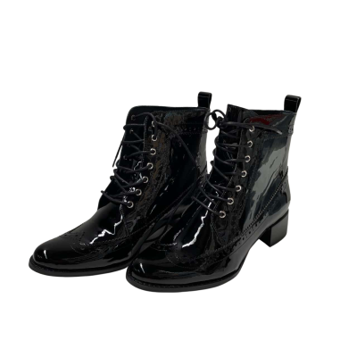 WITTNER Women’s Barnett Black Patent Leather Lace Up Ankle Boots - Brand NEW in Box - Size 37