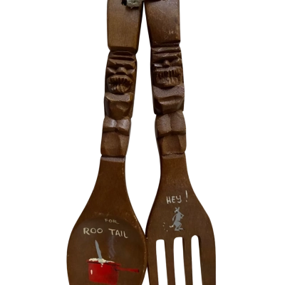 Vintage decorative wooden spoon and fork