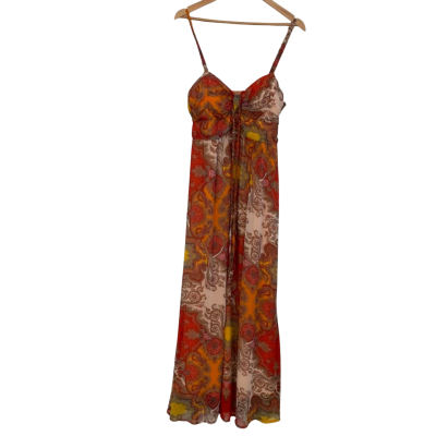 Crossroads Womens  Size 16 Maxi Dress / Shoestring Strap Dress Multicoloured / Orange 