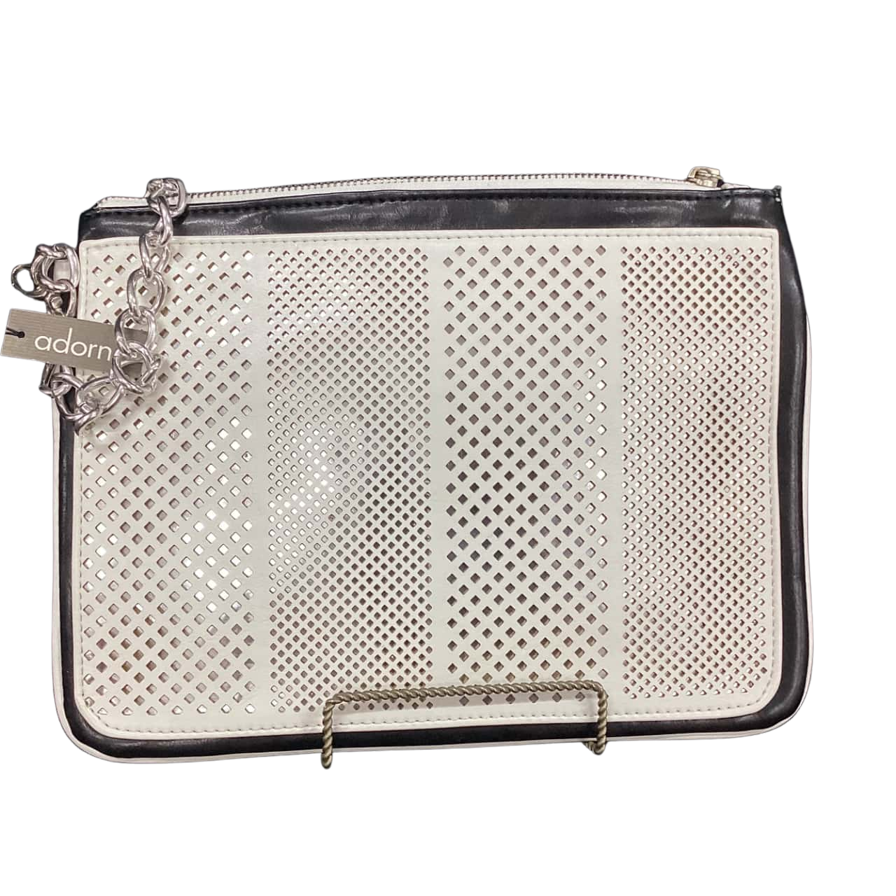 Adorne Elyssa Velvet and Gloss Large Envelope Clutch in Black AVD1759 main image 1