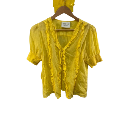 Cecilie Copenhagen Womens  Size S Button Up Blouse Yellow 