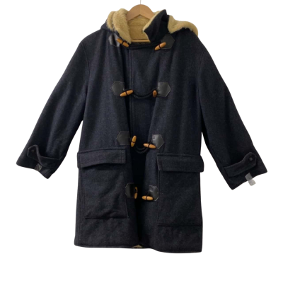 Vintage 1970's Charcoal Women's Norwellan Bluey Junior Showerproof Wool Duffle Coat Size S/M