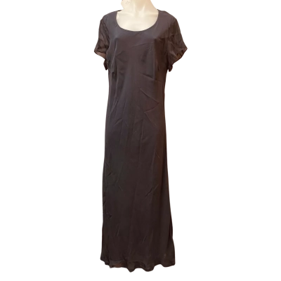 Womens  Size 16 Maxi Dress with sheer short sleeves Grey 