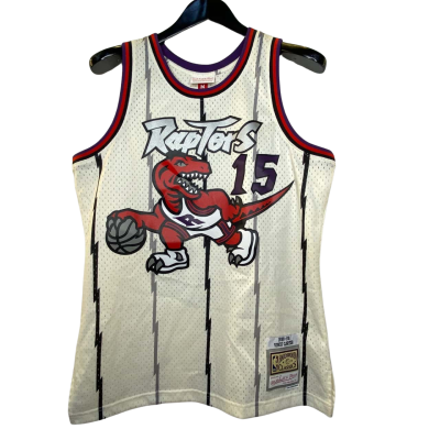 Mitchell & Ness / NBA Mens #15 Vince Carter White Toronto Raptors 1998/99 Hardwood Classics Size M Home Swingman Jersey Black/ Purple / Red / White 