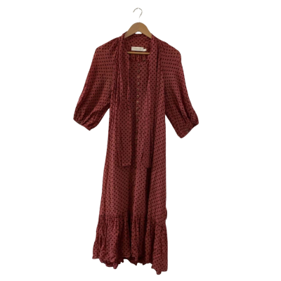 ZIMMERMANN Women's Pussy-Bow Polka-Dot Georgette Midi Dress Size 2/UK12 (RRP $750)