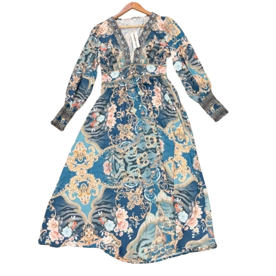  Womens Vine Apparel Size 10 Long Sleeve Dress Multicoloured 