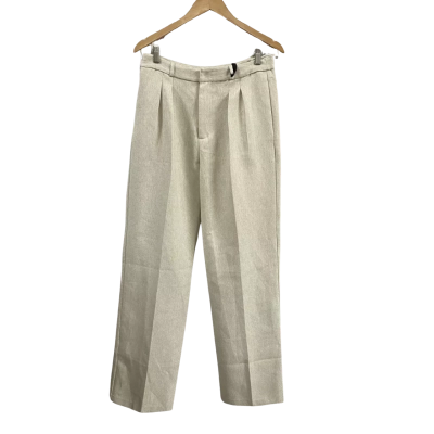  Womens  Manière De Voir Size 10 Julie Twin-Pleat Tailored Trousers Light Beige