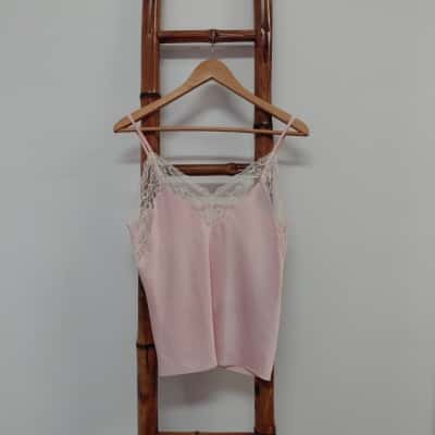 Maje Crop Top Pink with Lace Embellishment Size 1