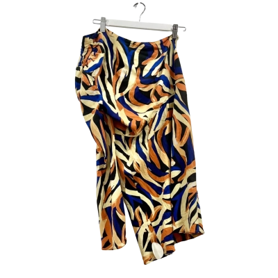 BNWT Shona Joy One Shoulder Cobalt Blue/  Coloured Patterned Silk Dress Size 12 RRP $380.00