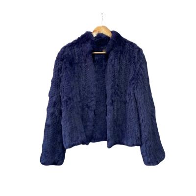 Sophie Moran Womens  Size M Rabbit Fur Jacket Navy Blue 