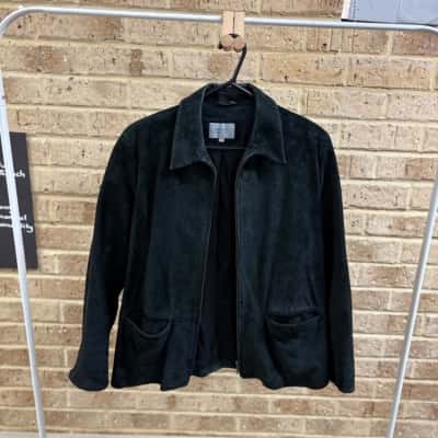 Marks & Spencer Womens black suede zip-up jacket  Size 18 