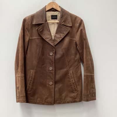  Womens Donna Size 38 Leather Jacket Brown 