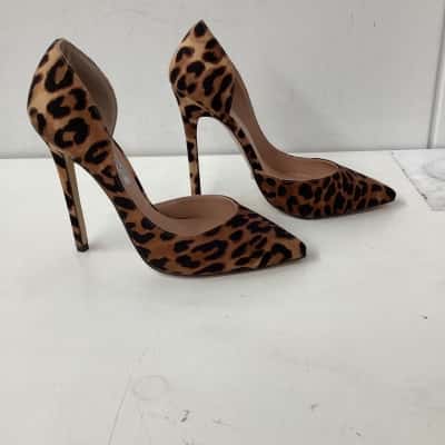 Tony Bianco  Tan Leopard  Satin Womens  Size 7 Animal print stiletto heels