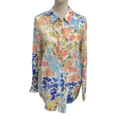 Renoma Womens  Size 12 Long Sleeve Shirt Floral / Multicoloured 