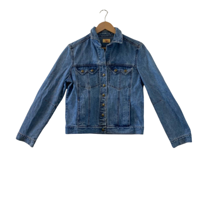 R.M. Williams Women’s Denim Jacket Size 10 Collar Snap Closure 