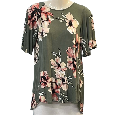 Witchery Womens  Size 4 / XXS Blouse / Floral Top / Short Sleeve Top Floral / Green 