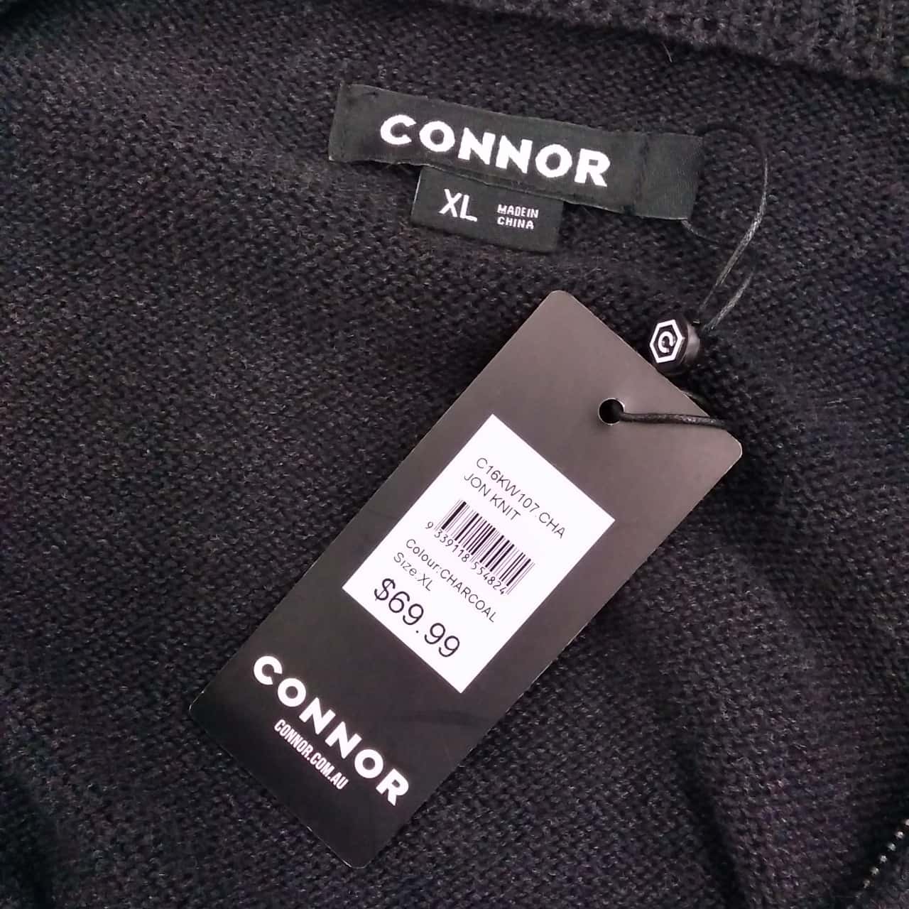 RRP $69 CONNOR Mens XL Charcoal Knit Jumper (14, 811)(s)