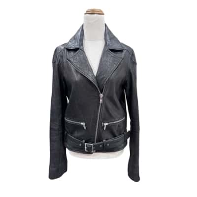 Country Road Womens Leather Biker Jacket size S Black