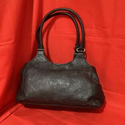 Colorado Black Embossed Leather Handbag