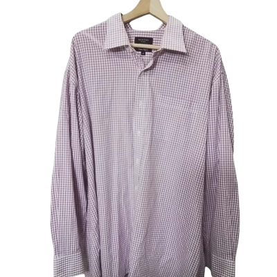 Ganton Mens Size 47 Long Sleeve Shirt Purple / White 