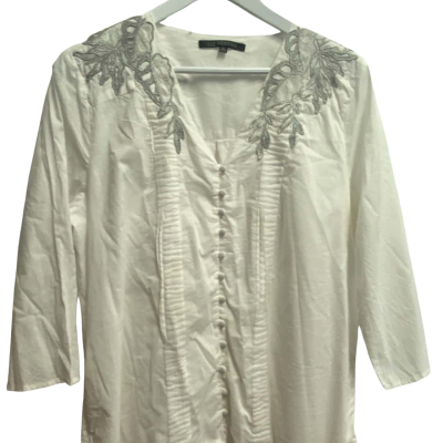 Liz Jordan Womens  Size 16 Long Sleeve Shirt White Top