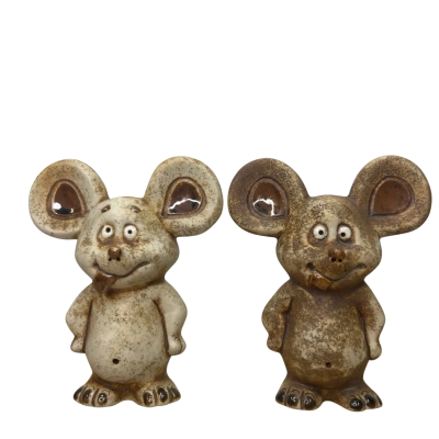 Pair of Studio Pottery Mice Sculptures Stamped ES