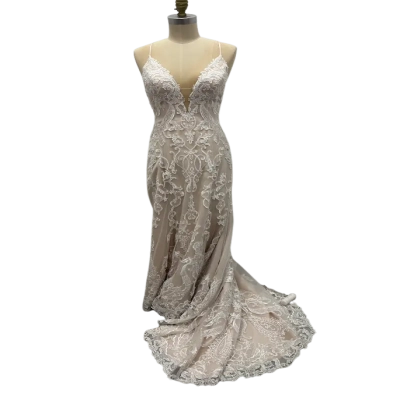 Moonlight Womens  Size 10 Wedding Dress Nude / White 