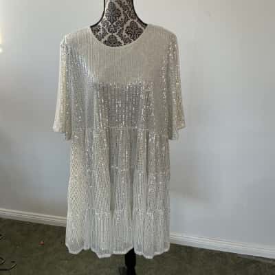 Composition Womens Size XXXL Cocktail Dress Silver 