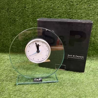 Salt & Pepper glass table clock (boxed)