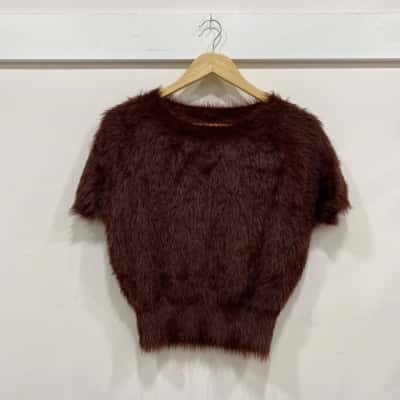 VRG GRL   Womens  Size L Short Sleeve Top Brown 