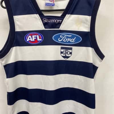Geelong AFL Mens  Size L Blue / White gurnsey 