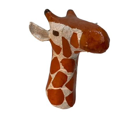 Giraffe paper mache head wall hanging 