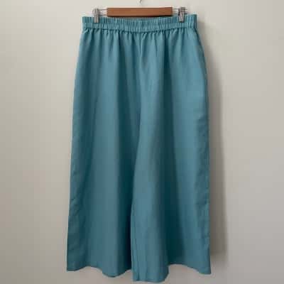 Gorman Womens  Size 14 Wide Leg Cropped Pants - Linen blend - Sea Green