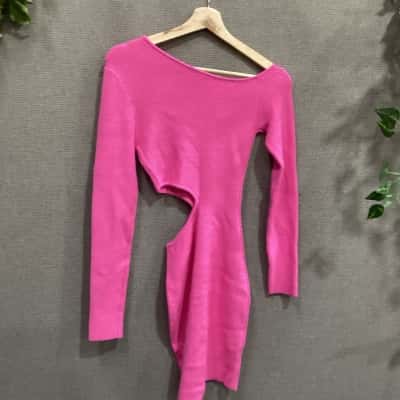 BNWT My Girl Bright Pink Cut Out Dress Size 10