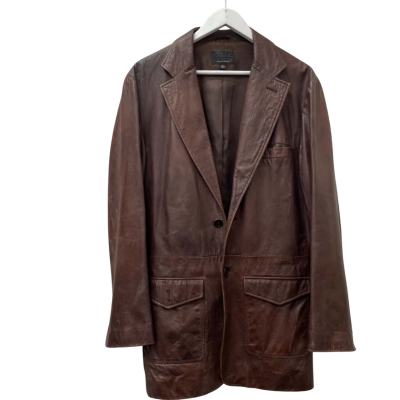 Oxford Mens  Size M Leather Jacket Brown 